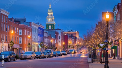 Fototapeta Naklejka Na Ścianę i Meble -  Delaware Christmas Spirit With Festive Lights and Decorations Generative AI