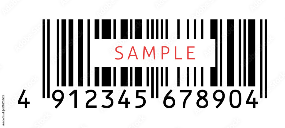 SAMPLEの文字と高さを削った13桁のJANコード - トランケーションした日本規格のバーコードのダミー素材 SAMPLEの文字と高さを削った13桁のJANコード - トランケーションした日本規格のバーコードのダミー素材