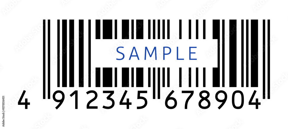 SAMPLEの文字と高さを削った13桁のJANコード - トランケーションした日本規格のバーコードのダミー素材 SAMPLEの文字と高さを削った13桁のJANコード - トランケーションした日本規格のバーコードのダミー素材