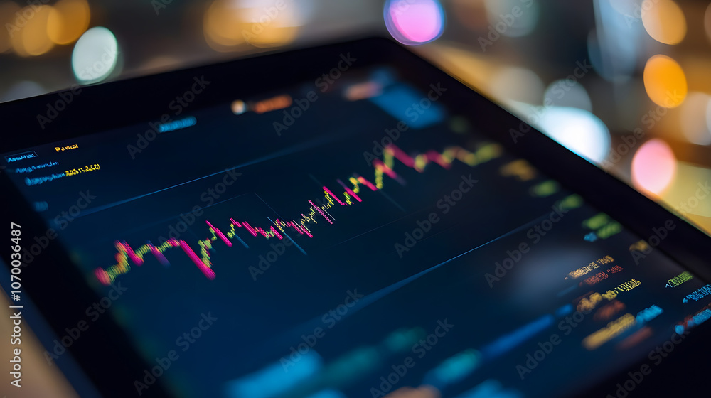 Close-Up of a Yield Curve Graph on a Digital Screen with Blurred Background, Highlighting Financial Market Trends, Investment Strategy, and Economic Forecasting, Ideal for Business and Financial Analy Close-Up of a Yield Curve Graph on a Digital Screen with Blurred Background, Highlighting Financial Market Trends, Investment Strategy, and Economic Forecasting, Ideal for Business and Financial Analy
