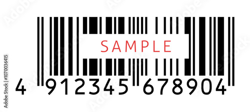 SAMPLEの文字と高さを削った13桁のJANコード - トランケーションした日本規格のバーコードのダミー素材
