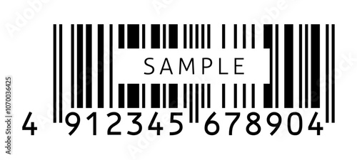SAMPLEの文字と高さを削った13桁のJANコード - トランケーションした日本規格のバーコードのダミー素材
