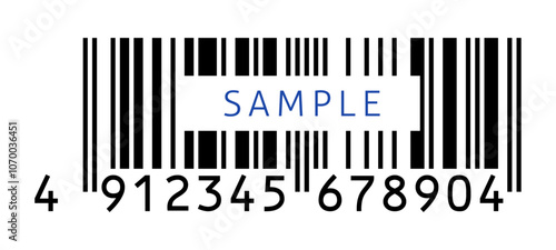 SAMPLEの文字と高さを削った13桁のJANコード - トランケーションした日本規格のバーコードのダミー素材