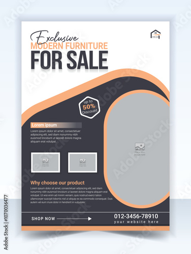 Furniture Interior flyer or poster design template