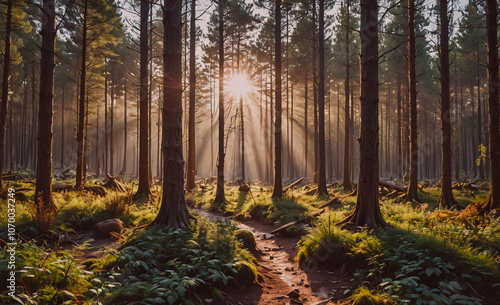 Forest with a path through it photo