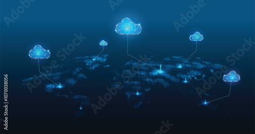 Multiple cloud symbol vector illustration, 2D cloud, 3D cloud, multi-cloud work connected data.