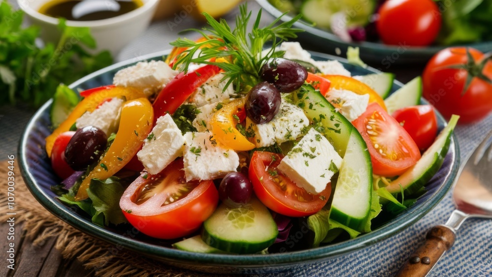 Greek salad with fresh vegetables Greek salad with fresh vegetables