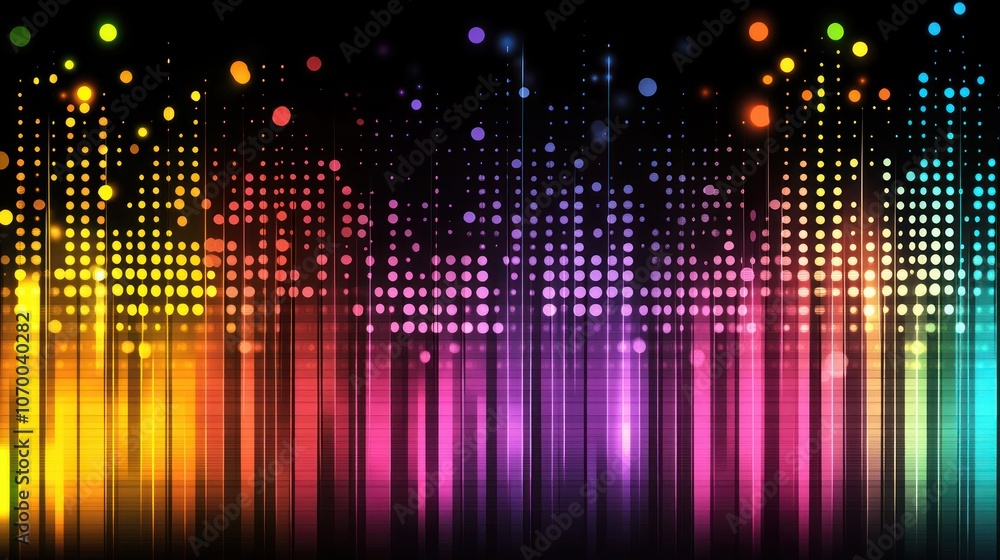 Abstract background with colorful neon lights resembling sound waves. Abstract background with colorful neon lights resembling sound waves.