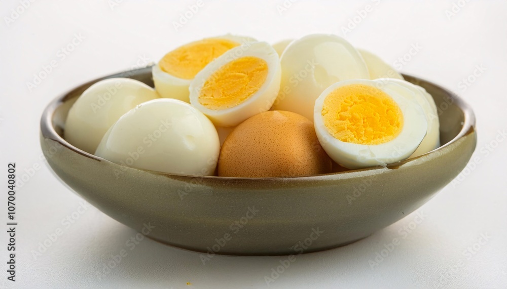 Unique cut boiled egg, white kitchen background Unique cut boiled egg, white kitchen background