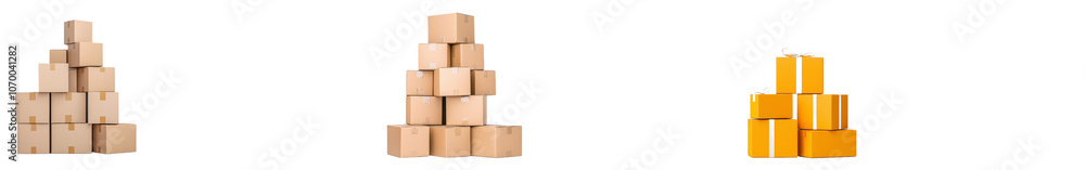 Mockup of cardboard box warehouse, png file including cutout objects on transparent backgrounds. Mockup of cardboard box warehouse, png file including cutout objects on transparent backgrounds.