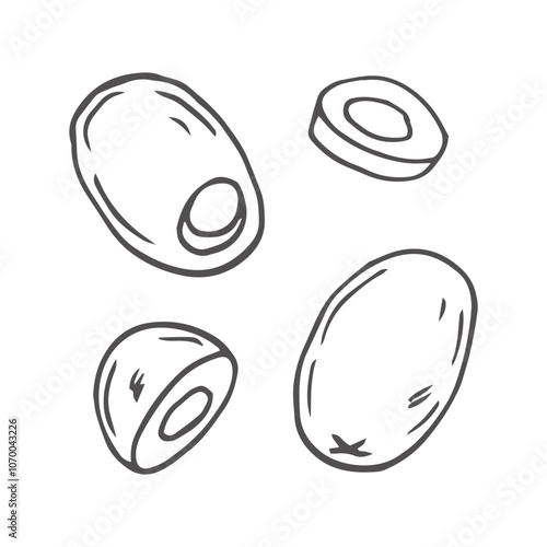 Olive hand drawn vector sketch set in doodle style