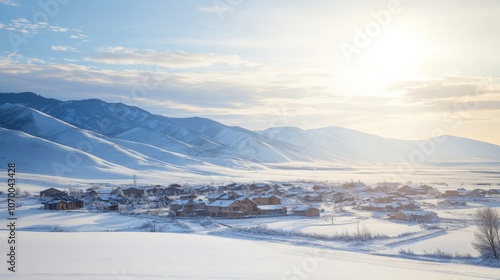 Celebrate Christmas in Idaho With a Snowy Winter Landscape Generative AI photo