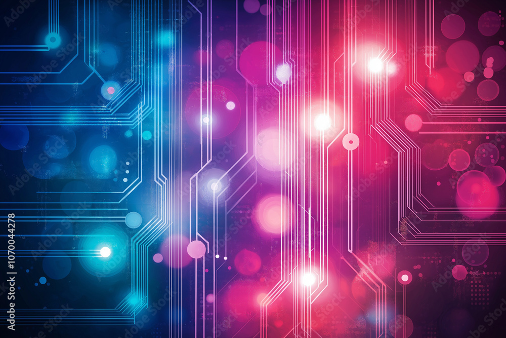 Fototapeta premium Abstract technology background with vibrant pink blue background 