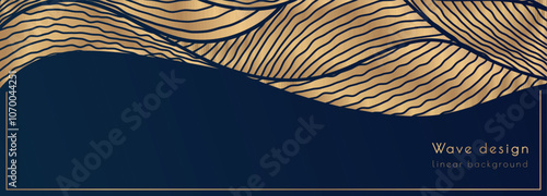 A pattern of wavy lines. Luxurious abstract background. Golden wave. Interior design, wallpaper, textures, textiles. An option for packaging, banners and creative design ideas