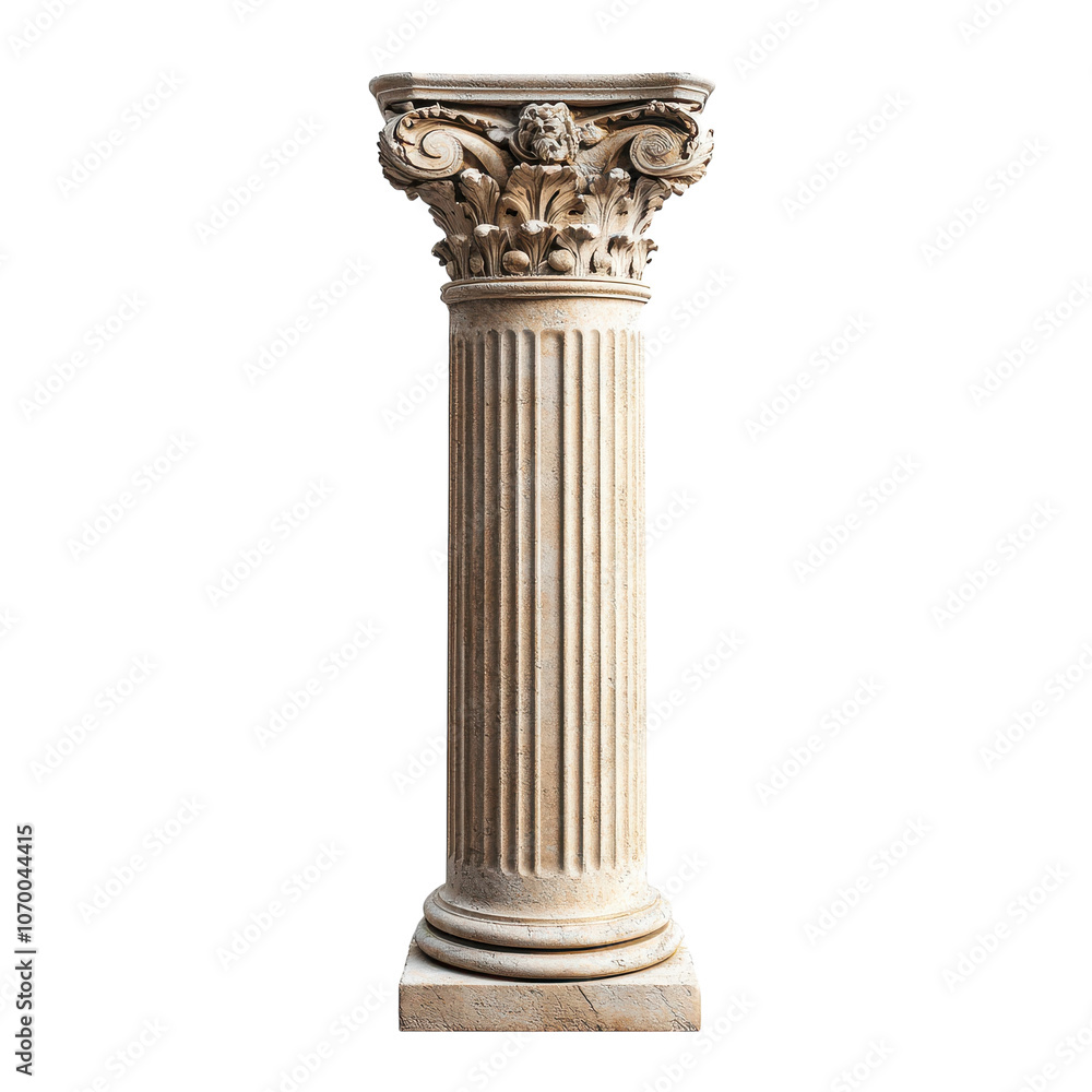 Fototapeta premium Elegant Column on White Background for Design Use Transparent PNG background.