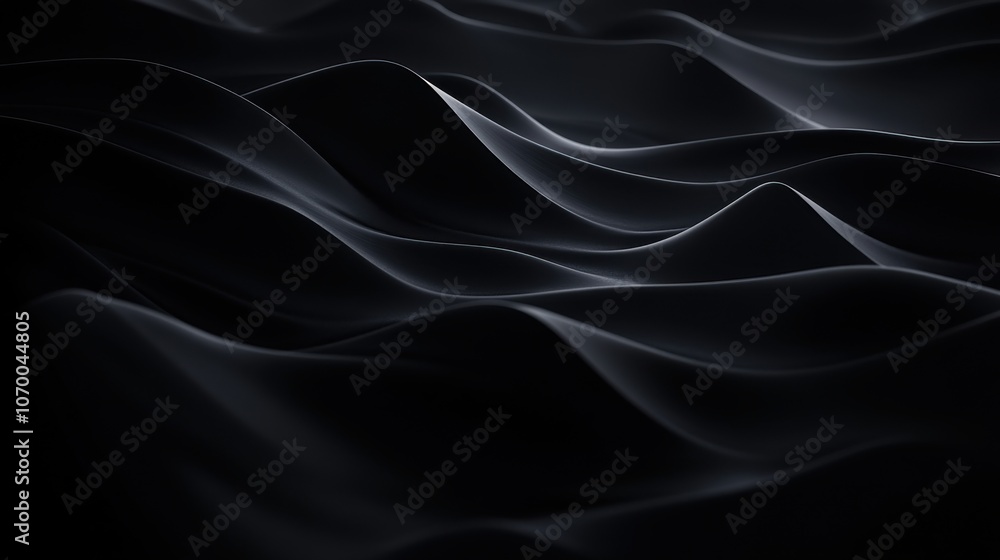 Abstract waves in dark tones create a serene and mysterious atmosphere. Abstract waves in dark tones create a serene and mysterious atmosphere.