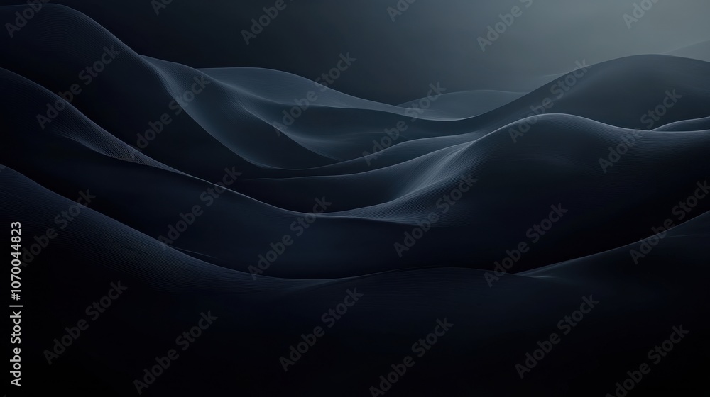 Fototapeta premium A mesmerizing abstract landscape of dark, flowing waves creating a sense of tranquility and depth.