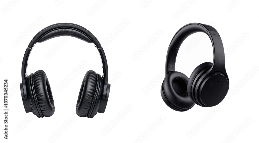 Fototapeta premium A transparent background is used for this illustration of black headphones