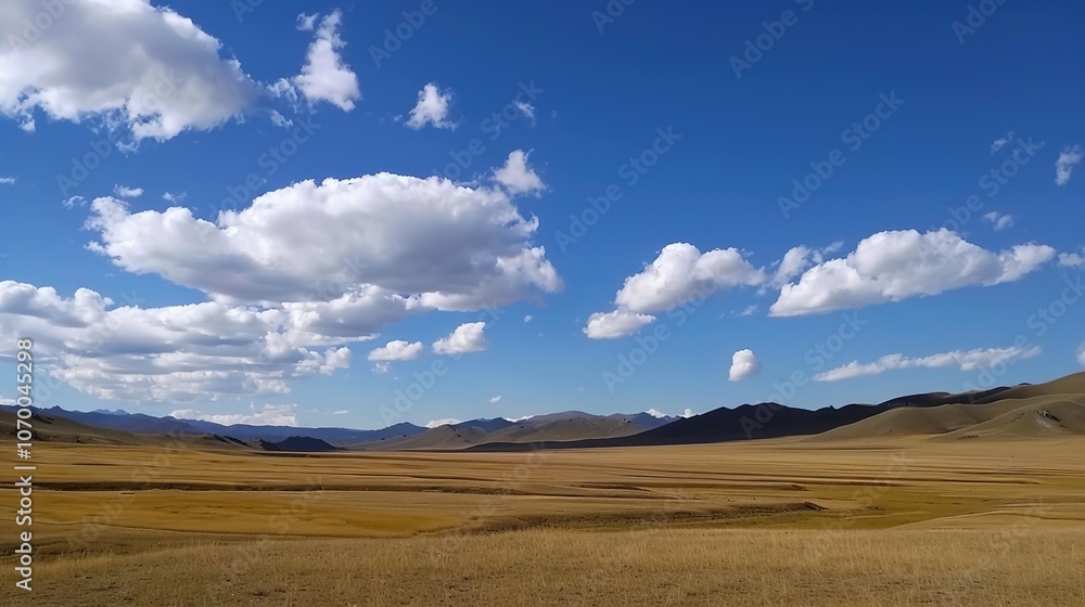 Enchanting Blue Sky, White Clouds, and Grassland Scenery: A Serene Escape Enchanting Blue Sky, White Clouds, and Grassland Scenery: A Serene Escape