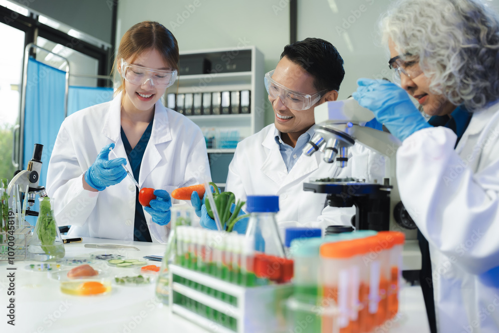 Microbiologist Working on Molecule Samples in Modern Food Science Laboratory. Microbiologist Working on Molecule Samples in Modern Food Science Laboratory.