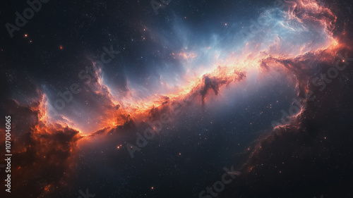 Wallpaper Mural A beautiful, starry night sky with a long, orange cloud in the middle. The sky is filled with stars and the orange cloud is the main focus of the image Torontodigital.ca