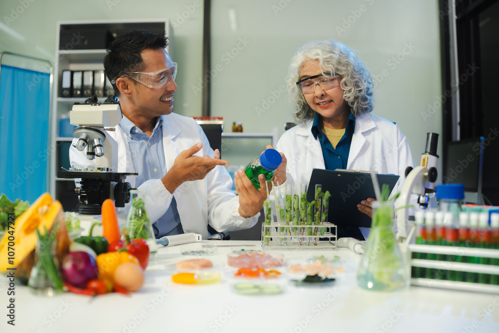 Microbiologist Working on Molecule Samples in Modern Food Science Laboratory. Microbiologist Working on Molecule Samples in Modern Food Science Laboratory.