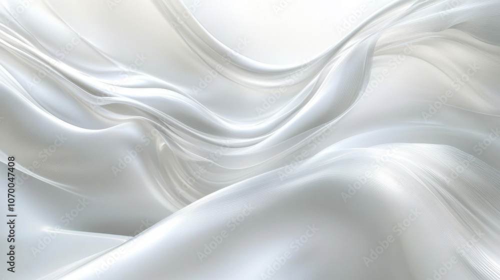 Obraz premium Elegant abstract flowing white fabric, creating a serene and calming atmosphere.