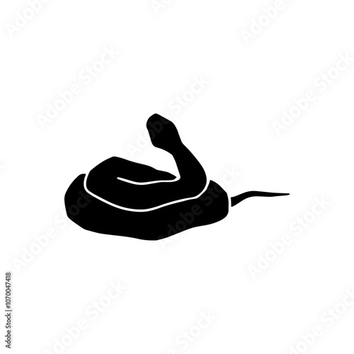 とぐろを巻いた蛇のシルエットイラスト