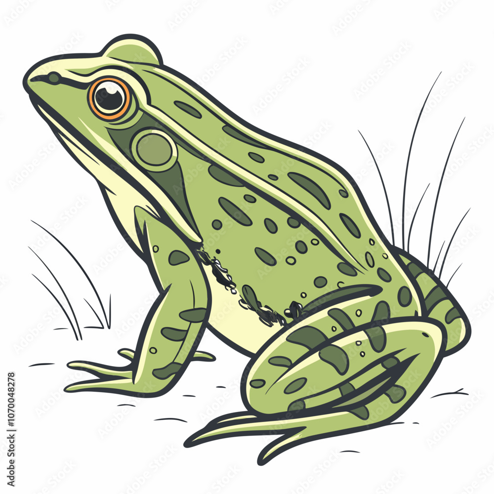 Naklejka premium green frog on a leaf