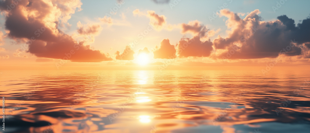 Fototapeta premium Golden Sunset Over the Ocean.