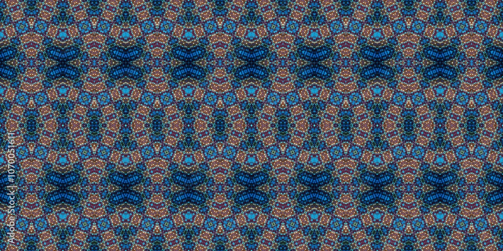 Fototapeta premium Seamless kaleidoscope pattern. The texture of the woven pattern. Endless pattern