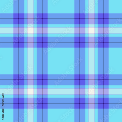 Abstract vector seamless tartan, menu pattern check plaid. Stroke textile background texture fabric in blue and indigo colors.