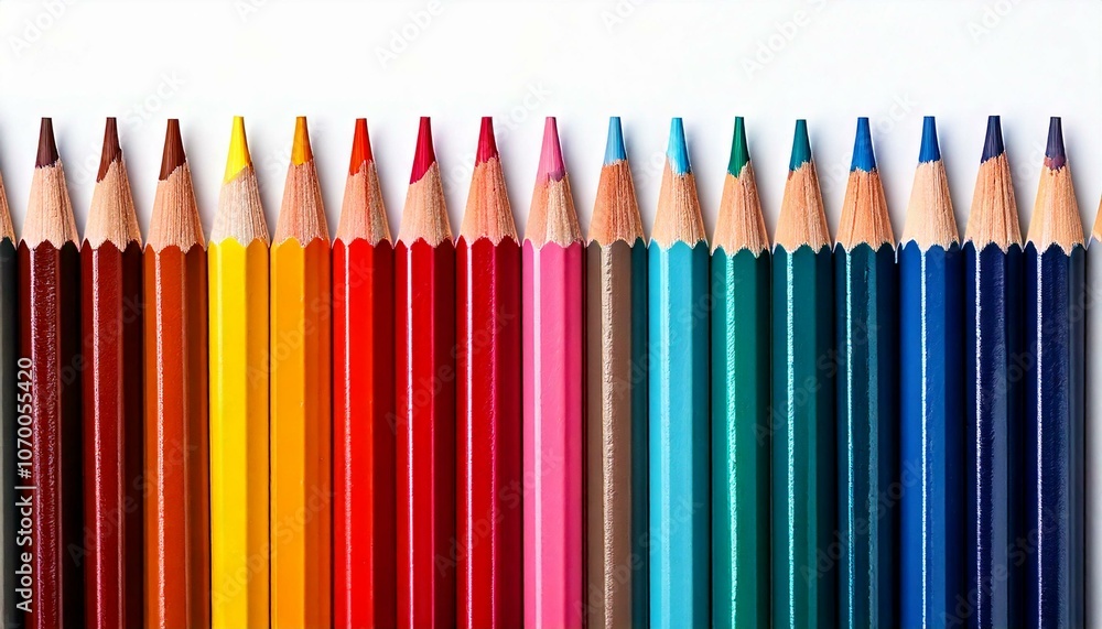 Lápices de colores paleta completa a fondo blanco Lápices de colores paleta completa a fondo blanco