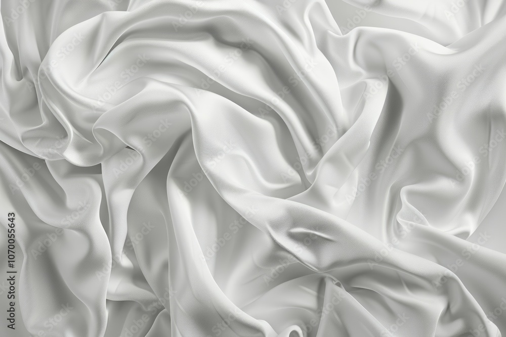 Fototapeta premium Photo of Glossy white satin fabric folds. Background texture for backdrops or mapping