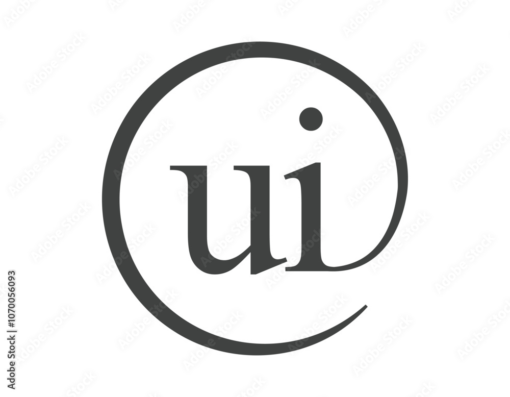 UI logo from two letter with circle shape email sign style. U and I round logotype of business company UI logo from two letter with circle shape email sign style. U and I round logotype of business company