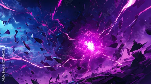 Abstract background with a glowing purple energy burst.