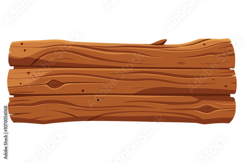 Rustic Wooden Plank with Natural Grain & Knots - Perfect for Organic Texture in Design, Isolated on White Background.