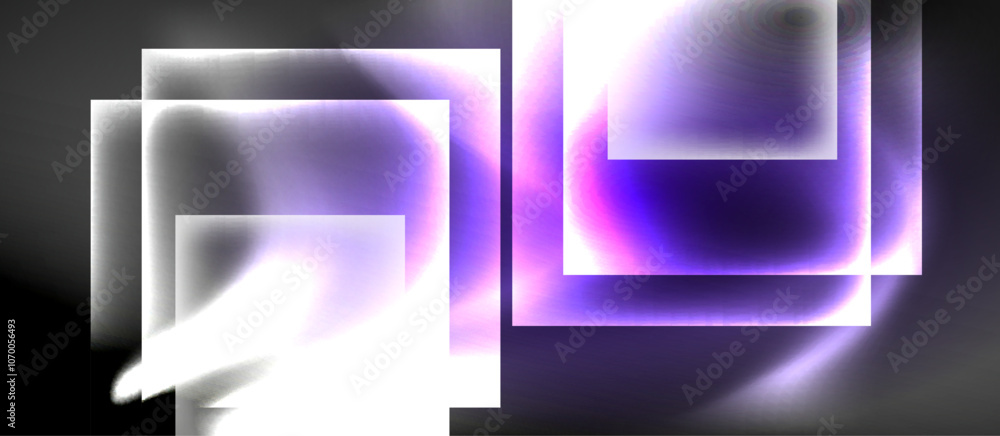 Fototapeta premium Dark neon colors with glass square shapes