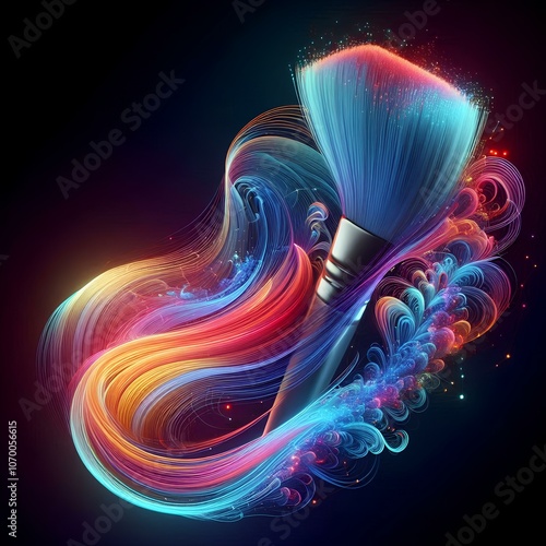 Multi-colored brush tip waves photo