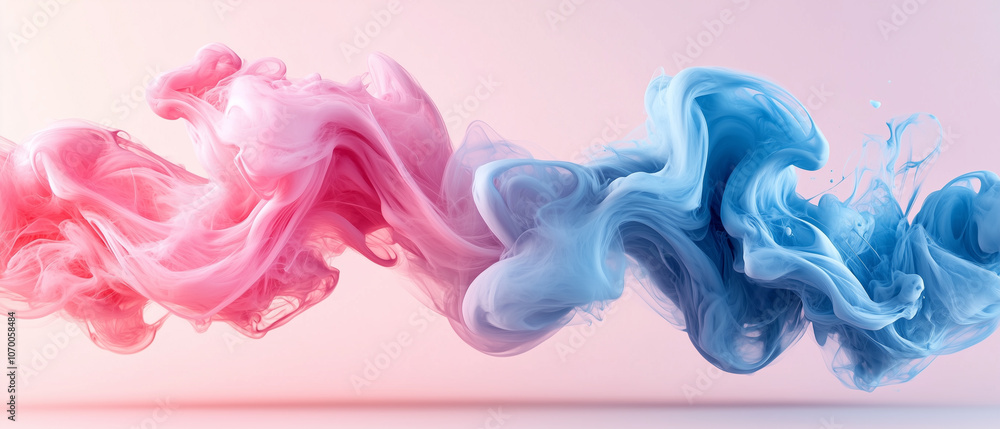 Abstract Pink and Blue Ink Swirls. Abstract Pink and Blue Ink Swirls.