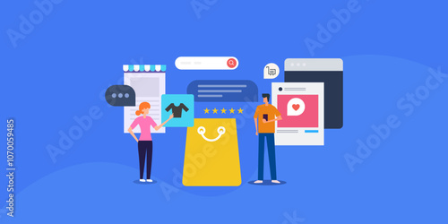Conversational marketing concept, personalised communication with business and customer using message app and social media, better online shopping experience, vector illustration concept.