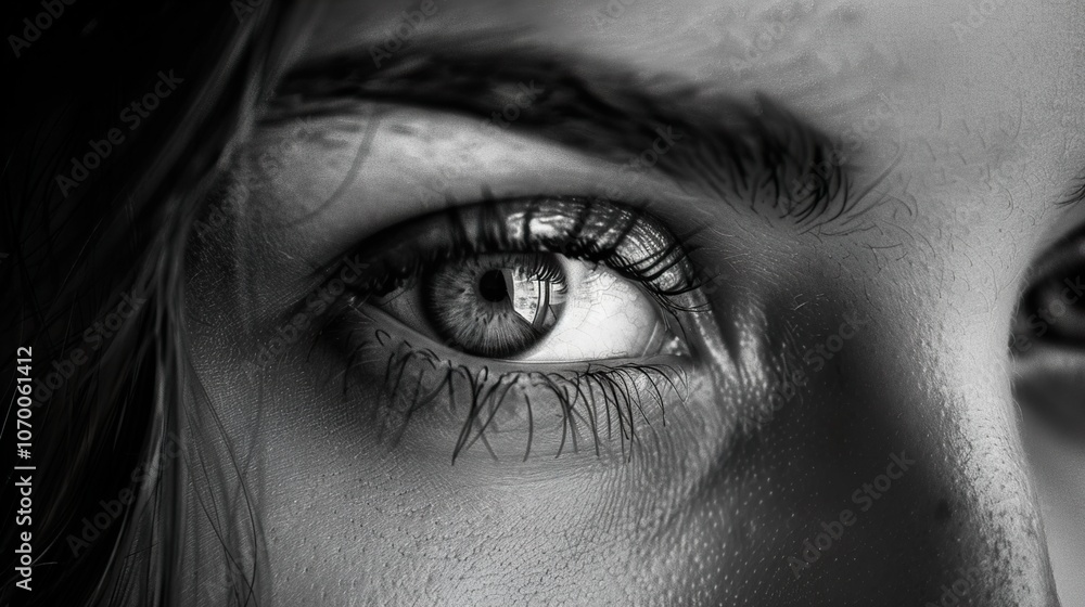 Close-up Black and White Portrait of a Woman's Eye Close-up Black and White Portrait of a Woman's Eye