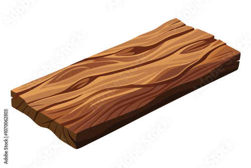 Rustic Wooden Plank with Natural Grain & Knots - Perfect for Organic Texture in Design, Isolated on White Background.