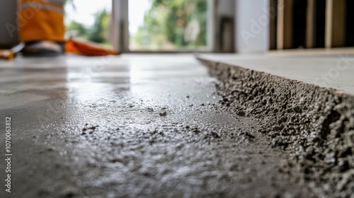 A macro photograph of the leveling screed's edges, focusing on the material and any wear, with the surrounding area softly blurred.