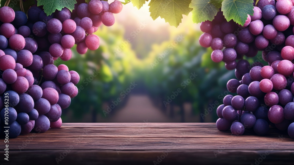 Grapes thrive in lush vineyard landscape Grapes thrive in lush vineyard landscape