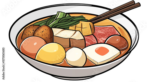 Cartoon delicious oden illustration material
