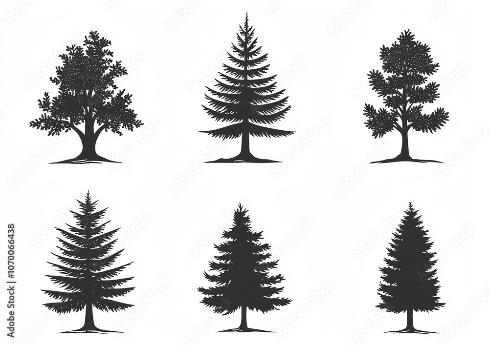 Obraz premium Quirky forest tree design collection vector organic style