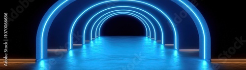 Neon Arches in Abstract Space Design
