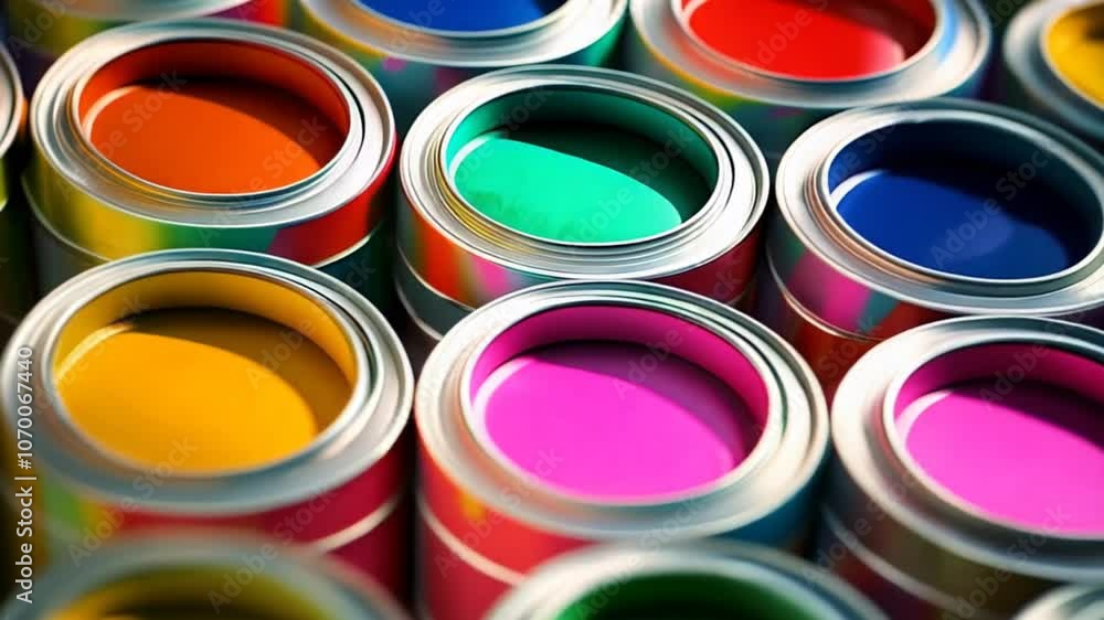 group of colorful paint cans group of colorful paint cans