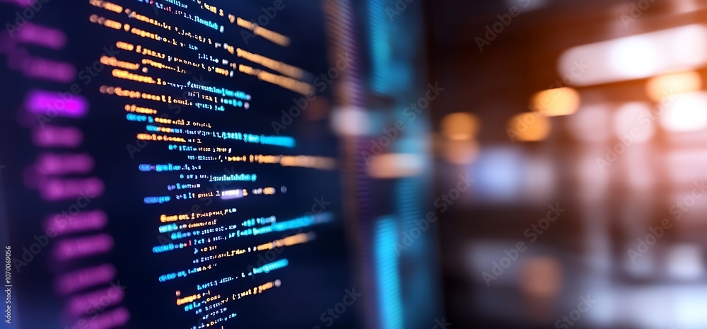 Close-up of computer code on a screen. Close-up of computer code on a screen.